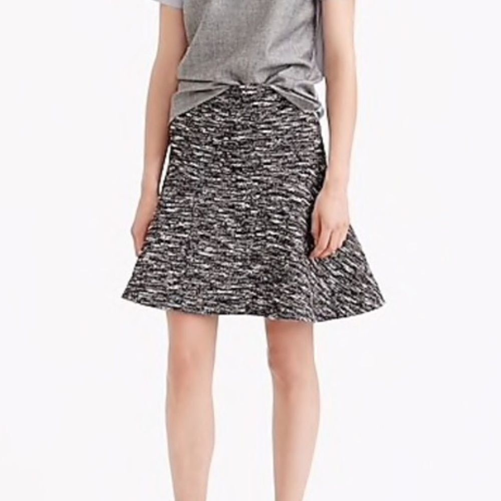 J. Crew Fluted Black Marled Silver Metallic Skirt